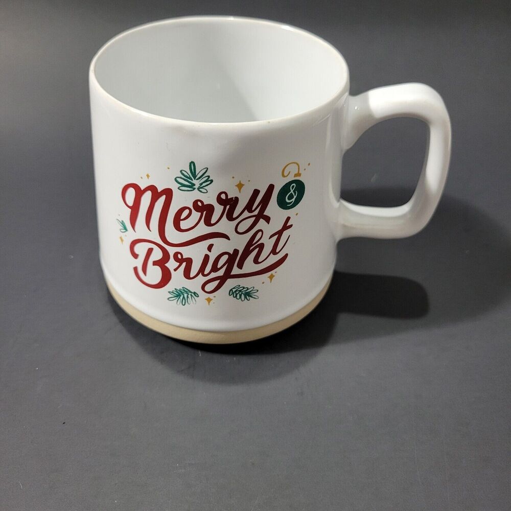 Grateful Gatherings Stoneware  Holiday Christmas Mug Merry Bright